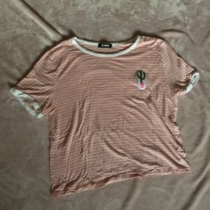 Soft Stretchy Striped Pink and White Shirt Cactus